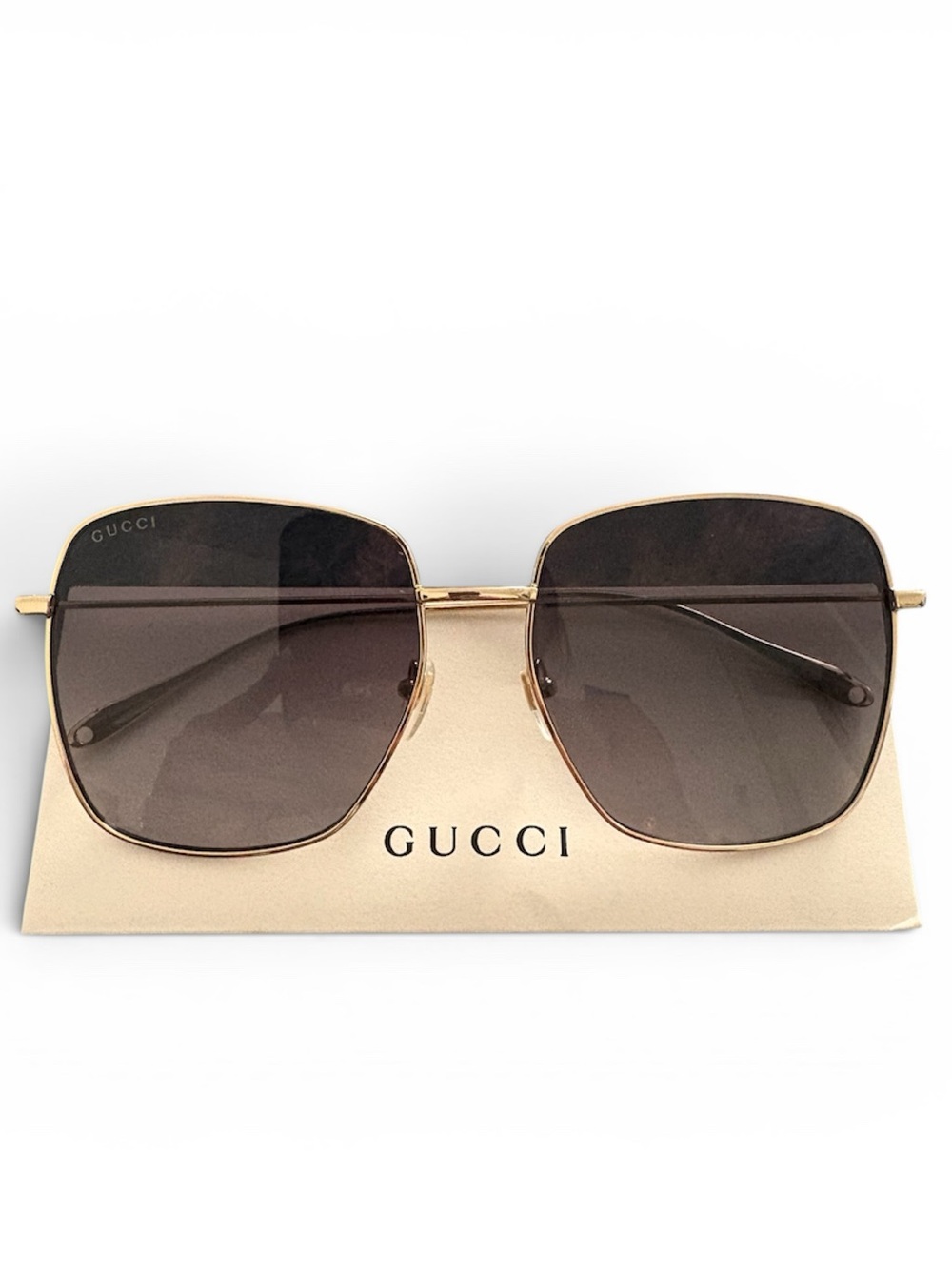 Authentic Gucci Gold Frame Brown Square Sunglasses